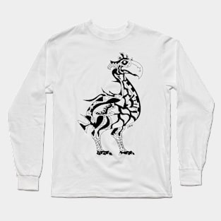 dodo dinosaur bird ecopop in tribal pattern Long Sleeve T-Shirt